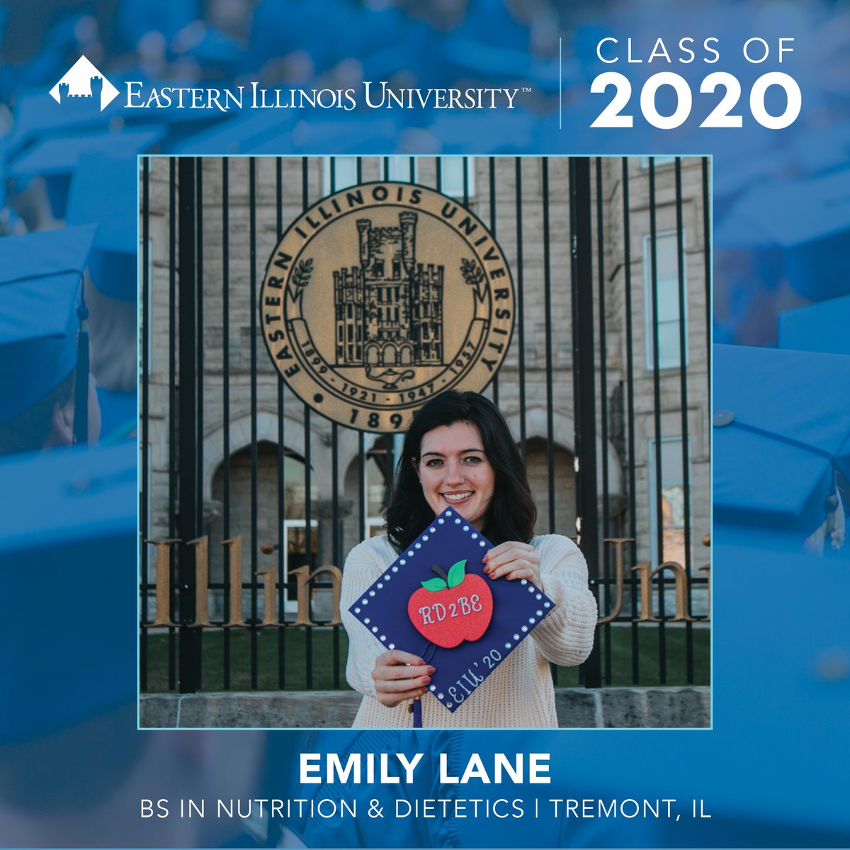 Meet #EIU2020 Grad Emily Lane! Emily will be continuing at EIU in the spring in the Graduate School with the goal of becoming a registered dietitian. "My favorite experience about EIU was joining Alpha Sigma Alpha and also winning tugs during Greek week for the #FourPeat."