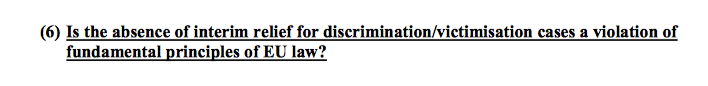 40/ An alternative argument raised by S was whether the absence of interim relief under the EqA violated fundamental EU principles, namely the non-discrimination principles fleshed out in the Charter of Fundamental Rights, which should be given horizontal direct effect.