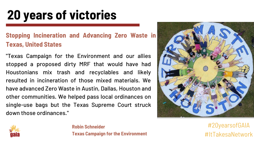 GAIAnoburn's tweet photo. Fighting against incineration and for common sense #zerowaste solutions since 2000 😎
@txenvironment @GAIAUS_CAN #ItTakesaNetwork #20yearsofGAIA https://t.co/X0Eidce1vX