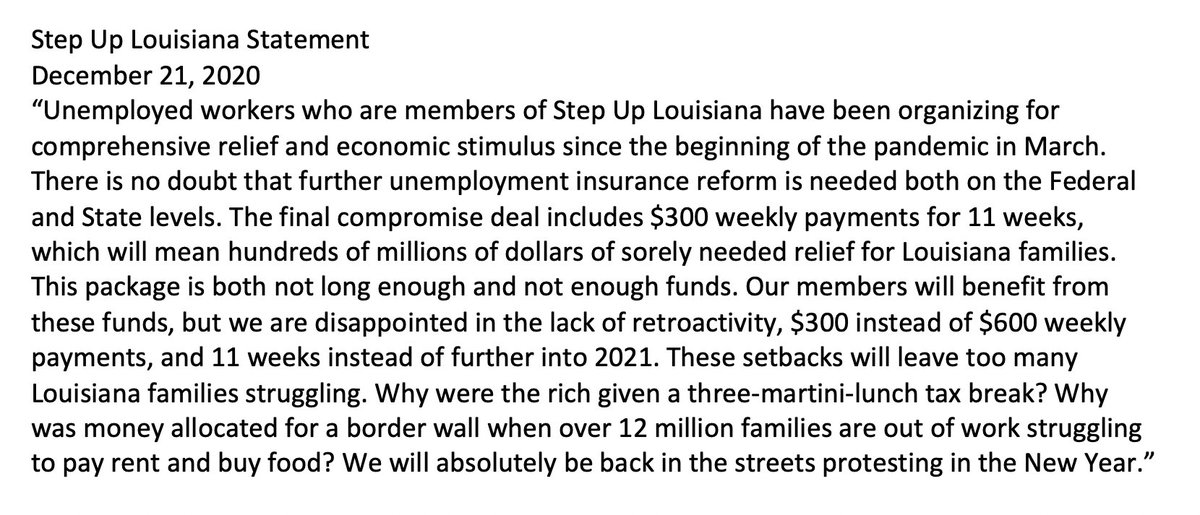 StepUpLA's tweet image. Our statement in response to the federal relief deal. #unemployment #extendui