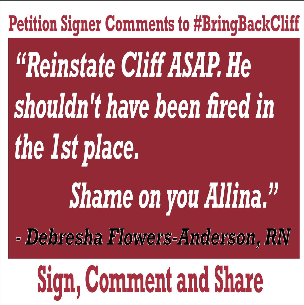 bigreddog1934's tweet photo. Thank you all for the enormous support. Keep signing and sharing the person and help the campaign here: https://t.co/11Ofs1kOrR #BringBackCliff @AllinaHealth @GovTimWalz @mnnurses @TheBlondeRN @Cleavon_MD @PioneerPress @StarTribune @medpagetoday https://t.co/OGL8Nmww2s