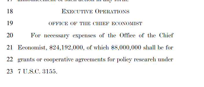 $24,192,000 for the Office of the Chief Economist. What do these guys even do? Always fun learning about government offices you didn't even know existed.