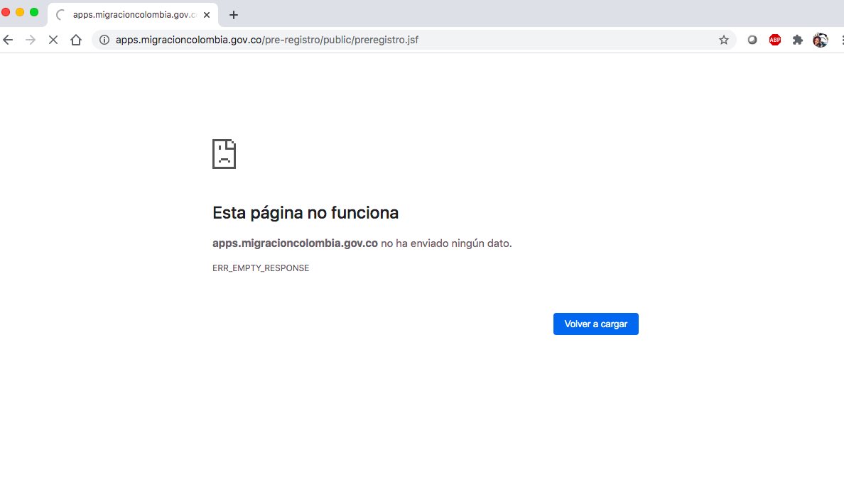 jennyferivasm's tweet photo. @MigracionCol piden realizar un trámite en un plataforma que no funciona,llevo todo el día intentado realizar el CheckMig para poder ingresar a Colombia,es imposible...lo hice en diferentes computadores, cambie de wifi y hasta en el celular, cual es la solución??? https://t.co/5ar7Zl7mTg