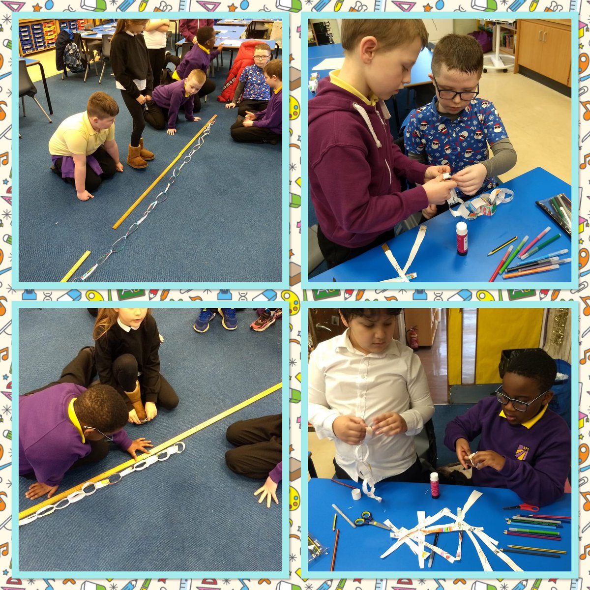 MrsC_NPS's tweet photo. 🎉Paper Chain Challenge🎉
We enjoyed our #NPSSTEM challenge on Friday. We worked in pairs to make a paper chain. Using different strategies we tried to create the longest, we measured them in M and CM to find out!
#stemchallenge #NPStogether #FalkirkSTEMpire https://t.co/uoow2SCeyH