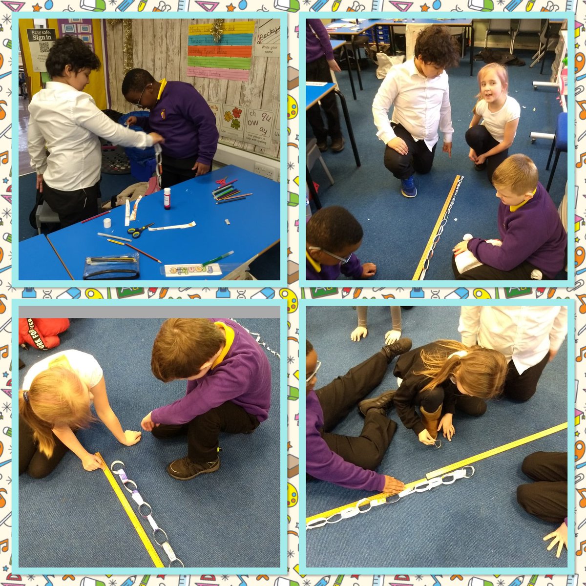 MrsC_NPS's tweet photo. 🎉Paper Chain Challenge🎉
We enjoyed our #NPSSTEM challenge on Friday. We worked in pairs to make a paper chain. Using different strategies we tried to create the longest, we measured them in M and CM to find out!
#stemchallenge #NPStogether #FalkirkSTEMpire https://t.co/uoow2SCeyH