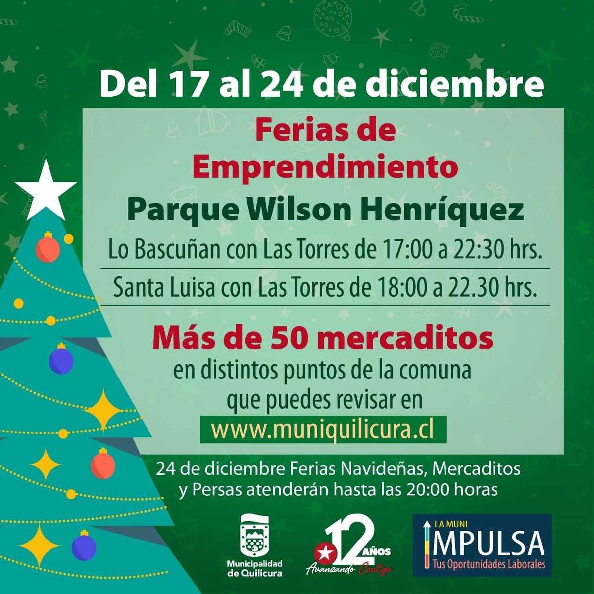 muniquilicura's tweet photo. 🎁¡VISITA LAS FERIAS NAVIDEÑAS DE #QUILICURA Y APOYEMOS JUNTOS EL COMERCIO LOCAL!🎄

🔺Revisa los sectores del comercio navideño en https://t.co/42UAa94rxj 🔺 https://t.co/v2BIL9qR4d