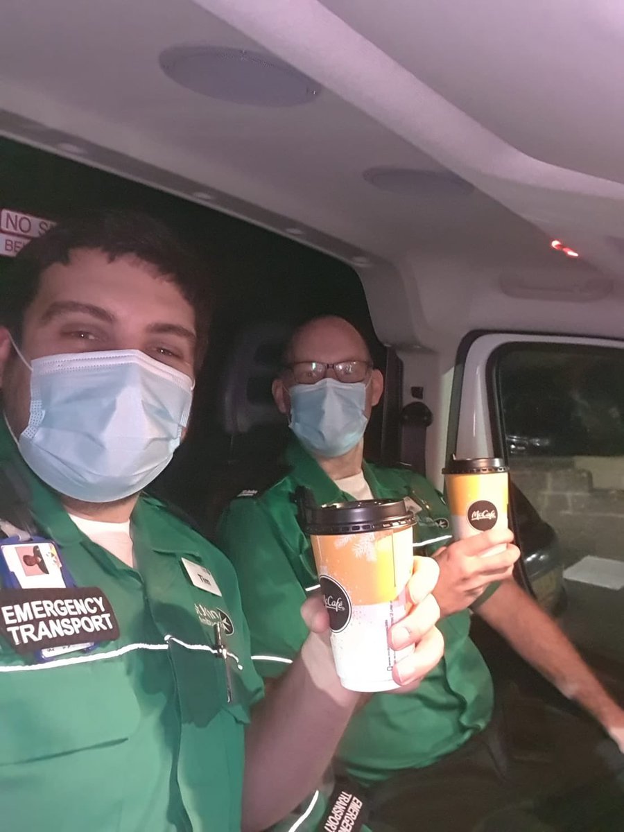 Thanks <a href="/McDonaldsUK/">McDonald's UK</a> Stroud for the coffees- very welcome on this rainy evening- keeping us going on our <a href="/stjohnambulance/">St John Ambulance England</a> shift supporting SWAST. #Stjohnpeople @SJA_ACR