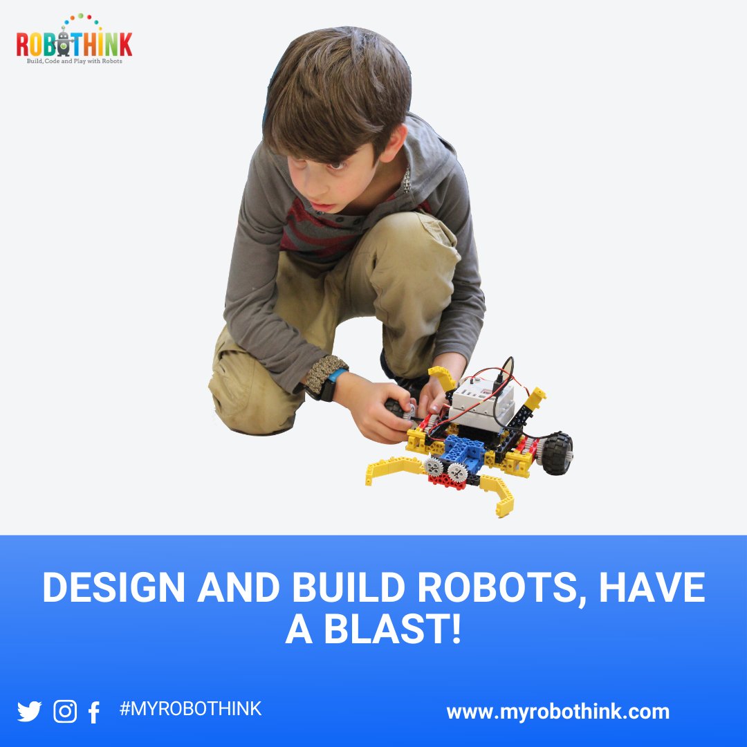 #Design and #build #robots, have a blast! With RoboThink’s exclusive robotics kit and our #STEAM curriculum that is NGSS (Next Generation Science Standards) aligned, your #kids will have a blast #learning STEM with RoboThink’s 3robotics programs. myrobothink.com