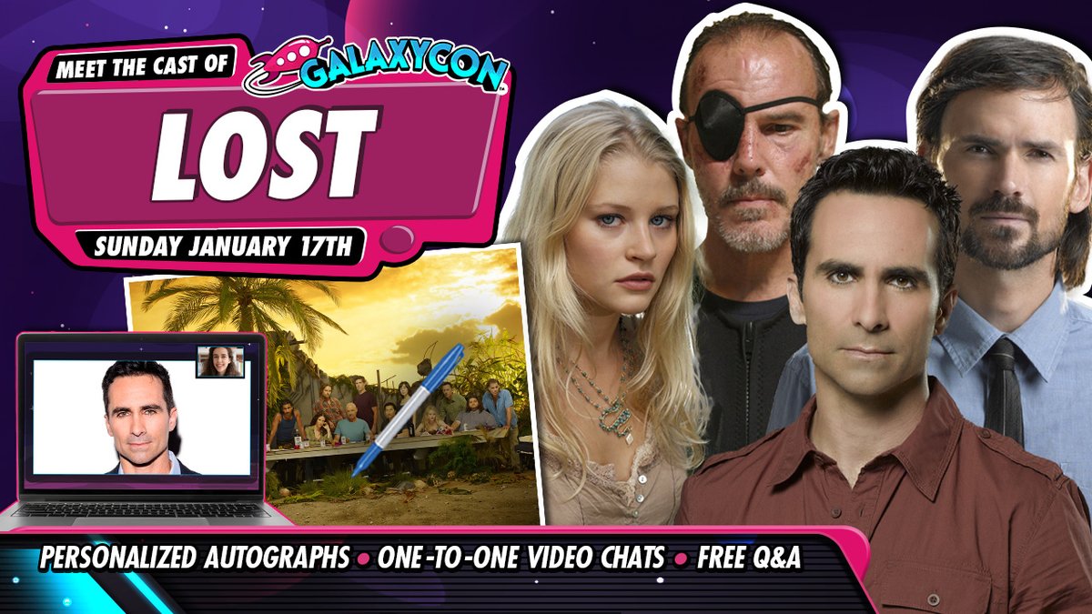 GalaxyConOnline's tweet photo. Meet @emiliederavin @CarbonellNestor & the cast of #Lost via @galaxyconlive on Sun Jan 17 @ 2pm ET
Find Out More: https://t.co/7sRR15iEQ6
Video Chat 1-to-1, Get Personalized Autographs, and see a FREE Live Stream Q&A!
#LostTV #LostFandom #DharmaInitiative #LostTVShow #Oceanic https://t.co/aiKoaWdcch