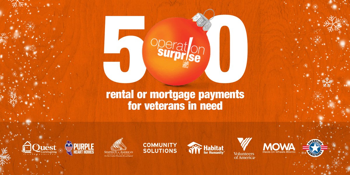 Making seasons brighter for 500 veterans in need — one mortgage or rental payment at a time. #OperationSurprise