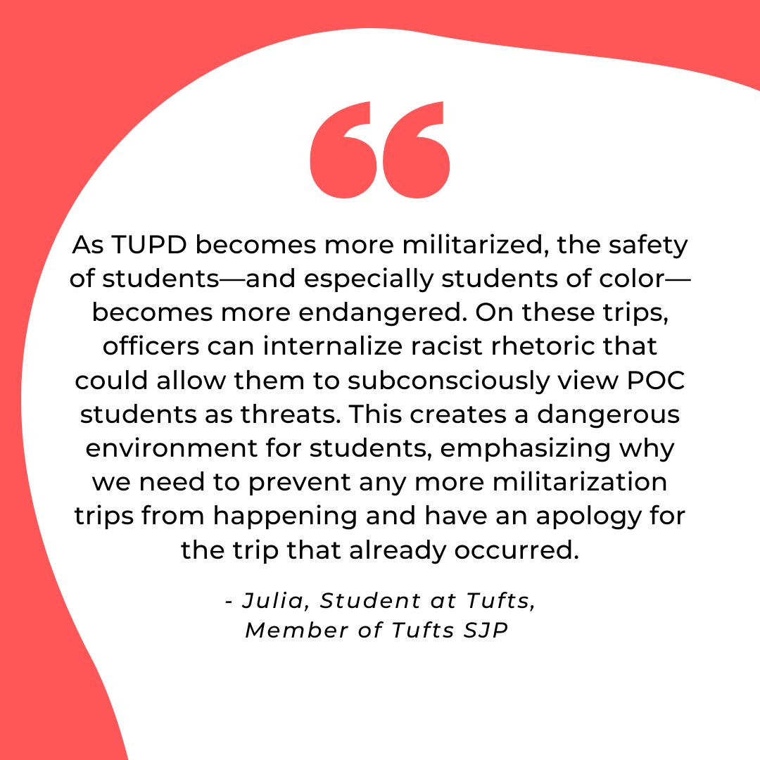 jvplive's tweet photo. .@TuftsUniversity, your Black, Brown, queer, trans, Palestinian, Jewish, and other students are fighting for each other's safety, which is endangered by militarized campus police. They need investment in communities, not police trainings with militaries. #EndTheDeadlyExchange https://t.co/ARofjrShf2