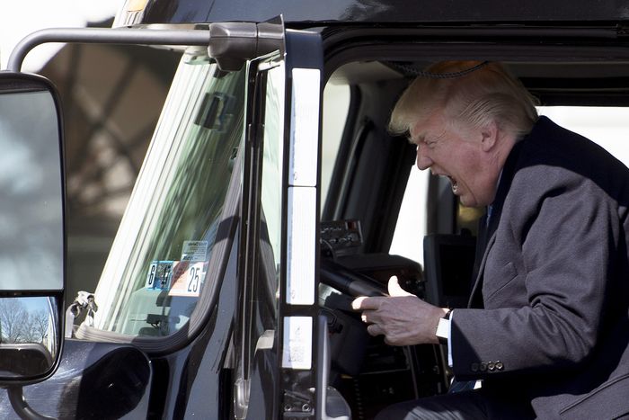 March 23, 2017: Trump has a big-kid moment during Truck Day at the White House  http://nym.ag/38tsOtU 