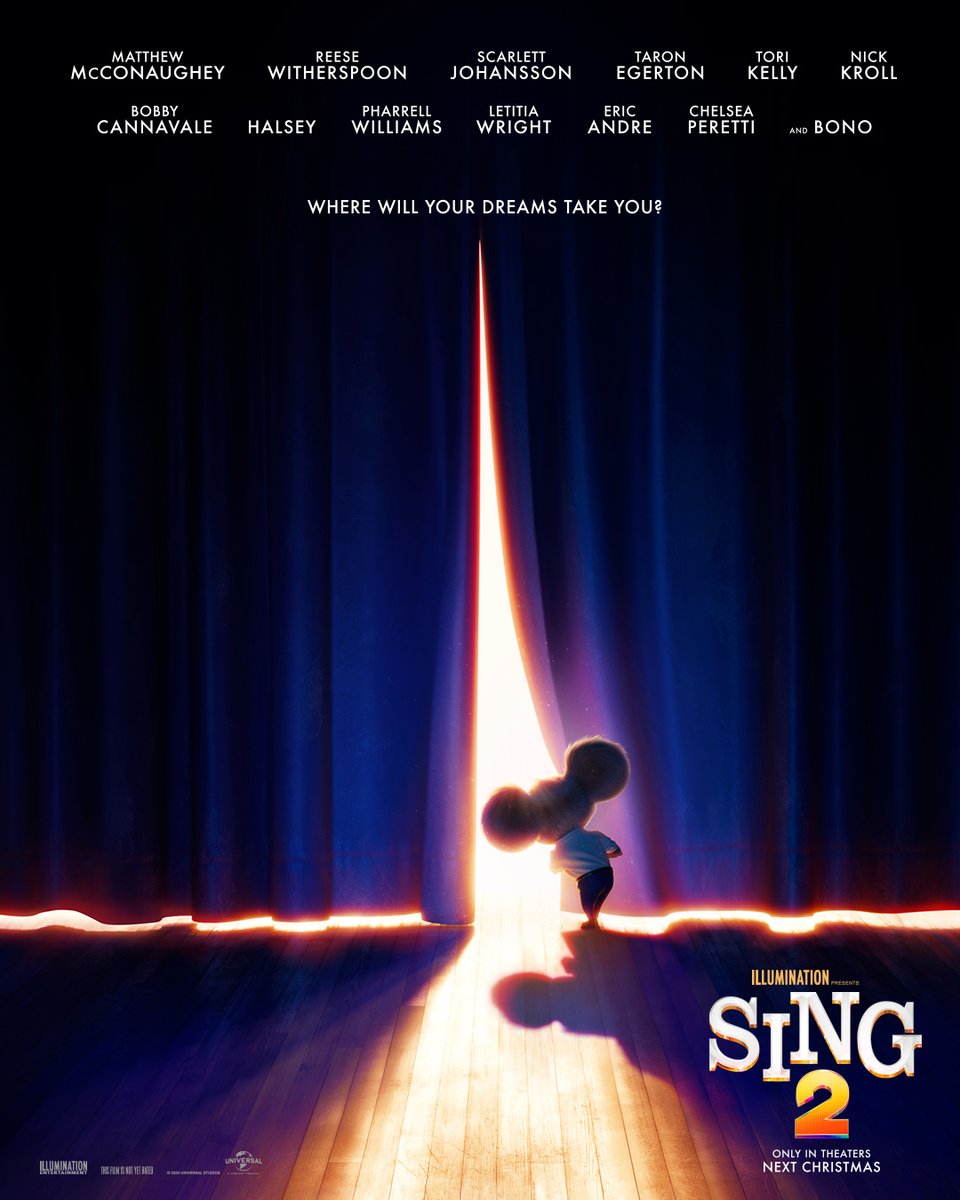 Excited to announce the new and returning cast of #SING2 – in theaters holiday 2021! 

<a href="/halsey/">halsey 🌸</a> @pharrell <a href="/U2/">U2</a> <a href="/McConaughey/">Matthew McConaughey</a> @reesew #scarlettjohansson <a href="/TaronEgerton/">Taron Egerton</a> <a href="/torikelly/">tori kelly</a> <a href="/nickkroll/">nick kroll</a> #bobbycannavale #letitiawright <a href="/ericandre/">Eric Andre</a> <a href="/chelseaperetti/">Chelsea Peretti</a> <a href="/illumination/">Illumination</a> <a href="/singmovie/">Sing 2</a>
