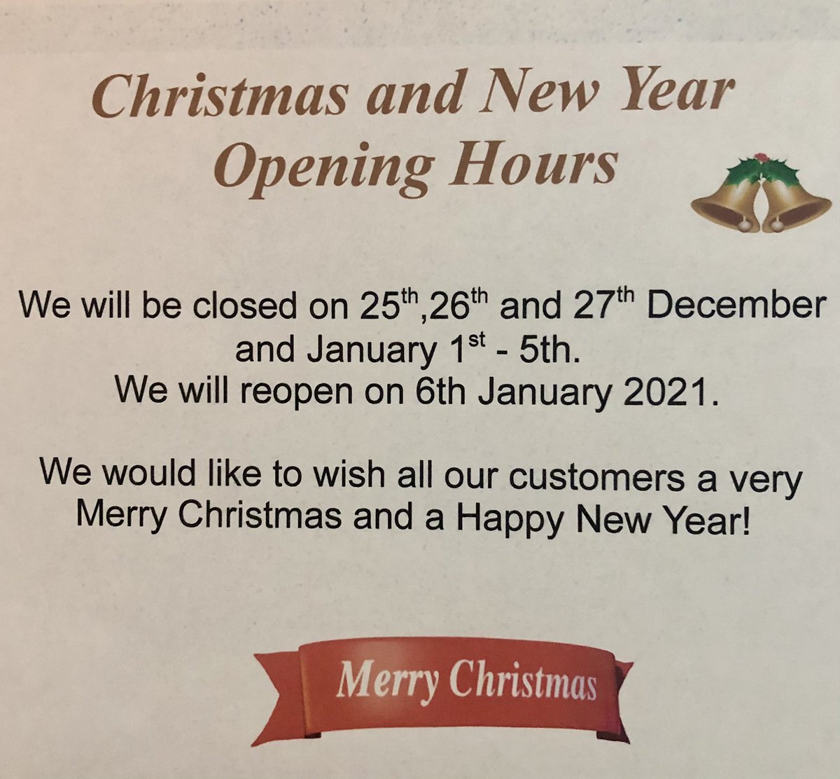 tdalinlithgow's tweet photo. A busy few days ahead for us. We appreciate your patience and are working hard to get your orders ready for this week. Please remember to socially distance while queuing. Holiday info below 👇 https://t.co/TWdjrXNBE2