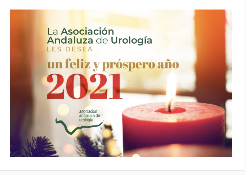 Desde la ⁦⁦@AAUrologia⁩ os deseamos un feliz y provechoso 2021. Os esperamos con nuevos retos y la ilusión de nuevos proyectos para la urología andaluza.