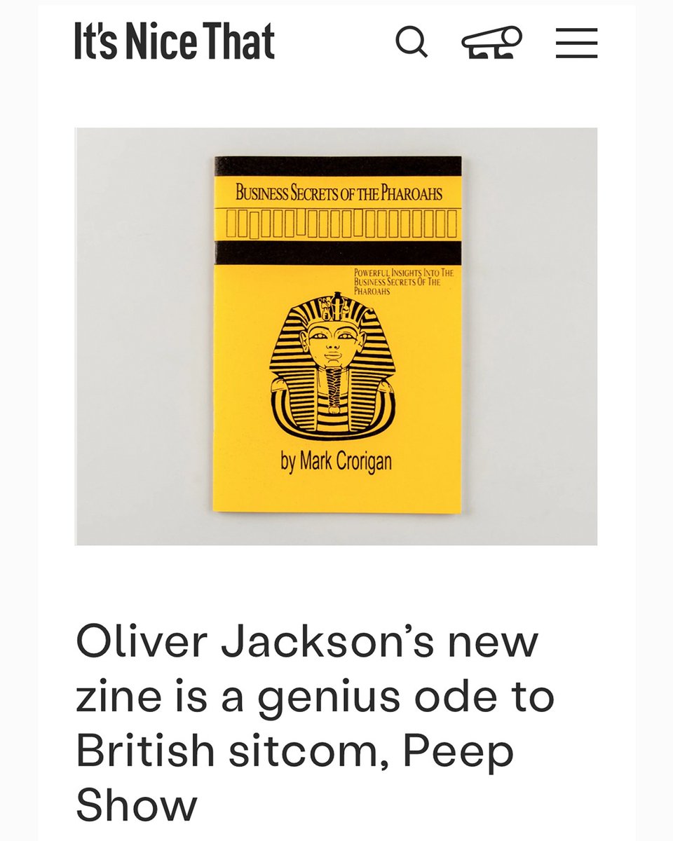 Thanks to <a href="/itsnicethat/">It's Nice That</a> for the interview + article covering my recent printed matter project ‘Business Secrets Of The Pharoahs’ by Mark Crorigan. Available to buy exclusively at Village Leeds. #peepshow

itsnicethat.com/articles/olive…