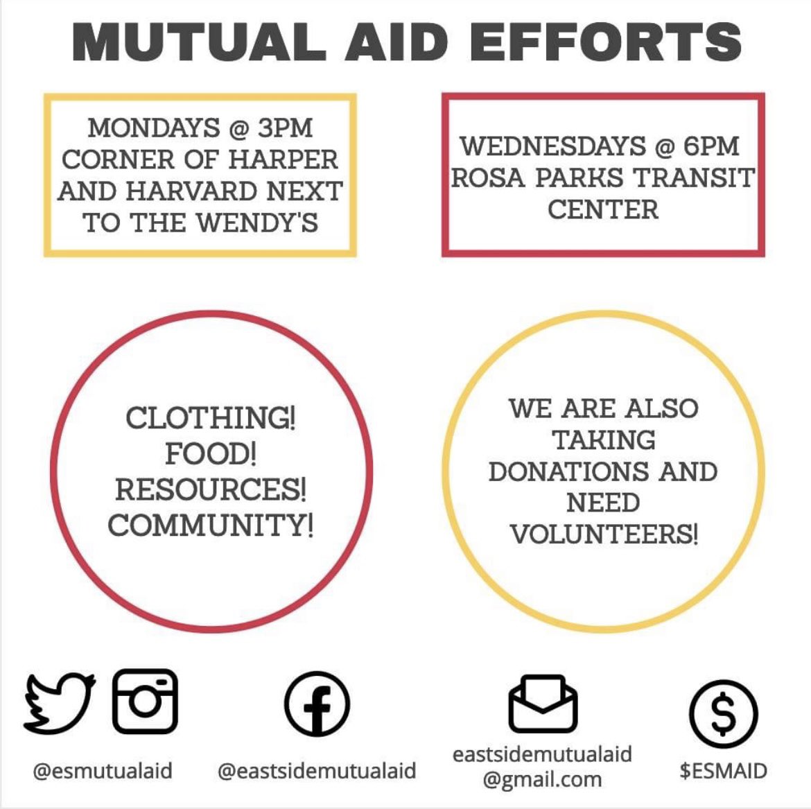 esmutualaid's tweet photo. ❗️MUTUAL AID IN DETROIT❗️

DM us to give monetary or physical donations. We also need volunteers! Please share. https://t.co/R1Oe2zWgif
