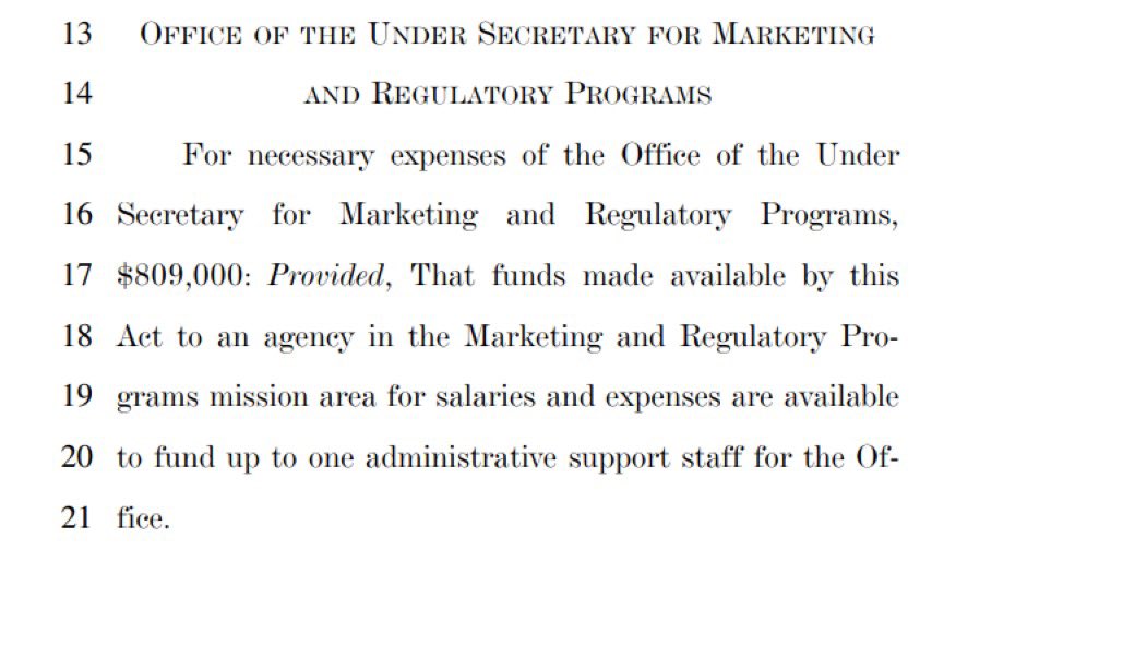 Another $809,000 for another Under Secretary, the one for "Marketing and Regulatory Programs".Again, who the hell are these people?