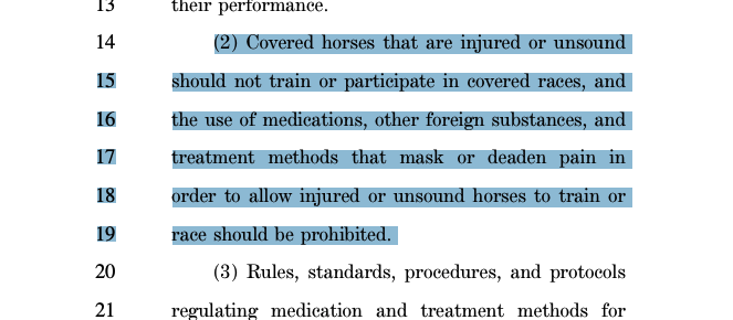 The Covid relief bill will make it illegal to give racehorses pain-killers before training or racing