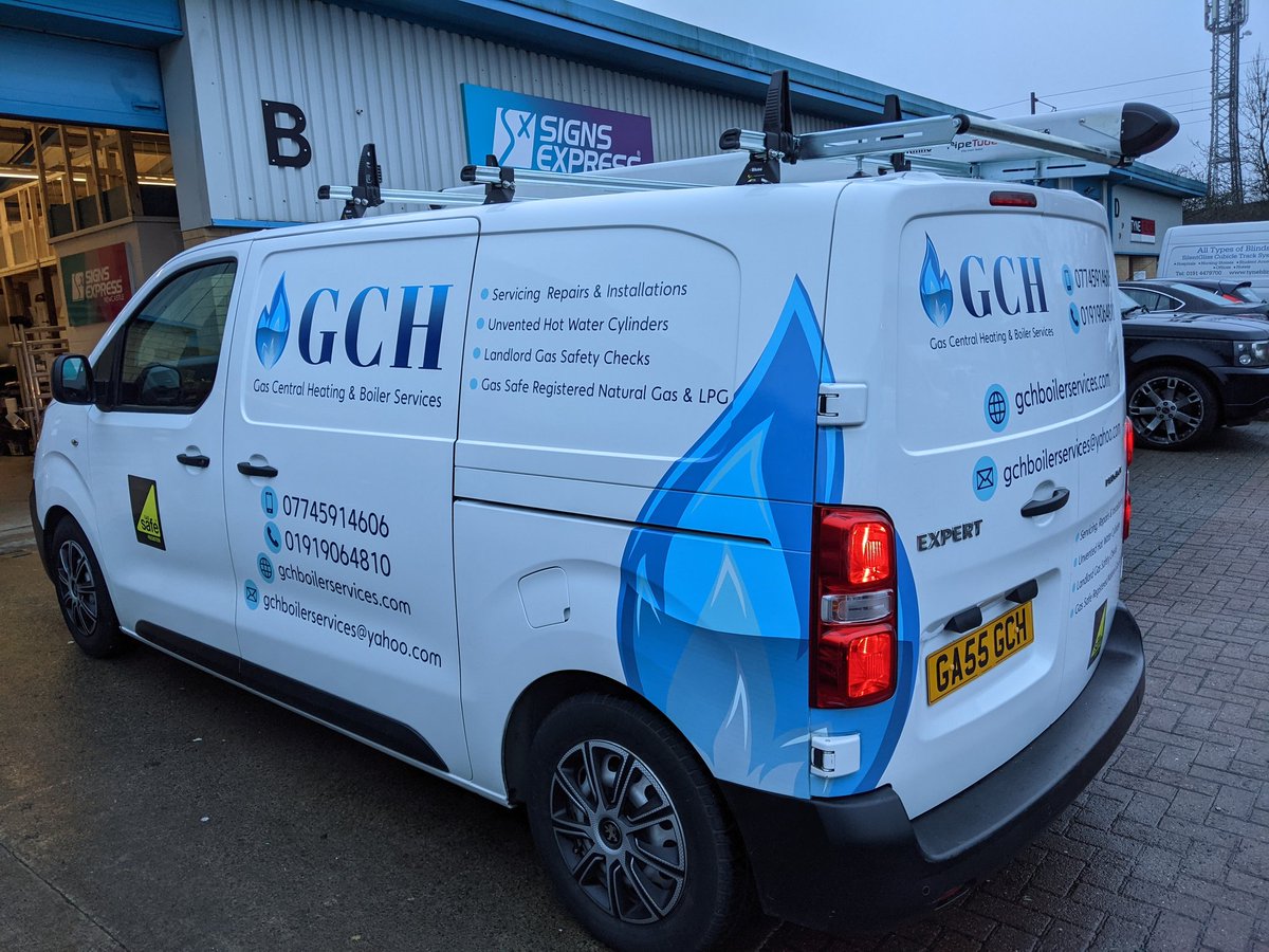 SxNewcastle's tweet photo. New van livery for GCH central heating and boiler services. Designed in house using @Metamarkuk metacast wrap vinyl #van #graphics #boiler #northeast https://t.co/UfDcDwFdYE