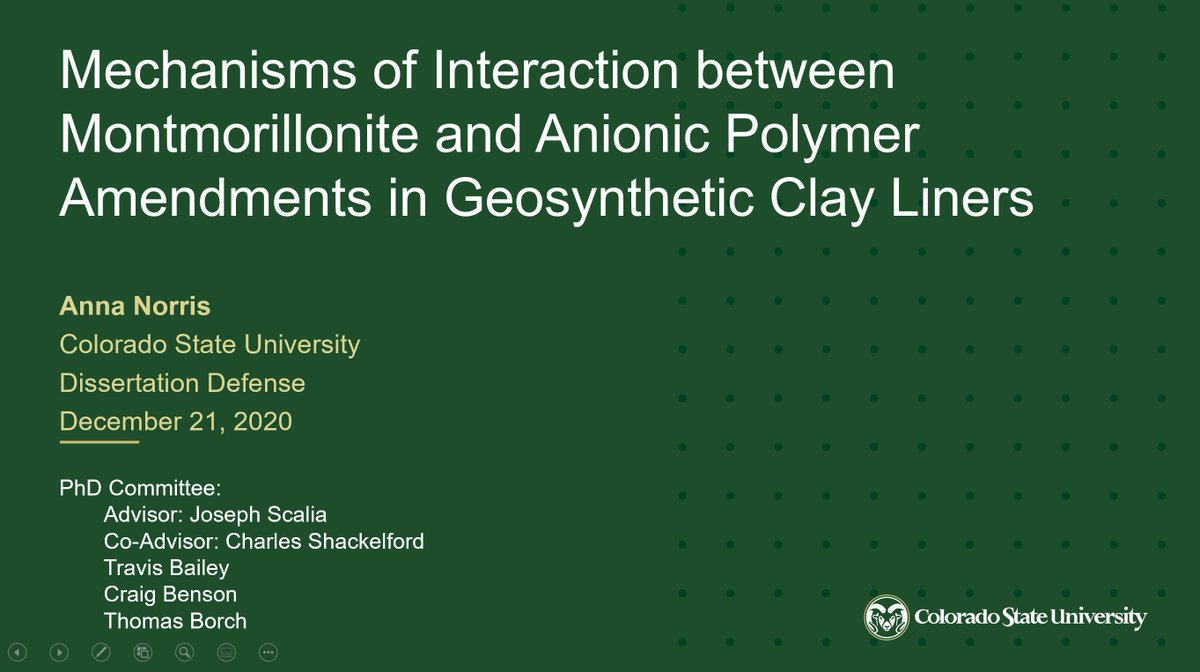 ProfJoeScalia's tweet photo. Congratulations to Dr. Anna Norris for successfully defending her dissertation on polymer enhanced GCL mechanisms!! @CSU_CivE @CSUEngineering #environmentalgeotechnics #environmentalsustainability #callherdoctor #proudadvisor https://t.co/ZmtOilFKqM
