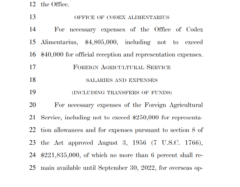 The Office of Codex Alimentarius? These bitches work in the Hogwarts office? Anyways, $4.8 mil for the wizards