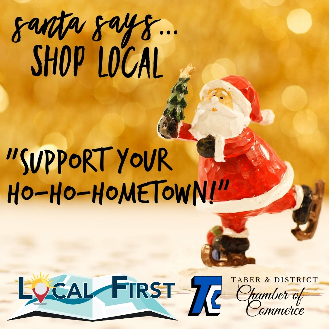 TaberChamber's tweet photo. Santa says support your ho-ho-hometown for the holidays! Our Chamber Bucks are 10% OFF for a limited time only! A great gift for anyone on your list.. get yours before we close on December 23. #shoplocal #LocalFirstTDCC https://t.co/IUYy4Xxi3F https://t.co/ndOacbDoMq