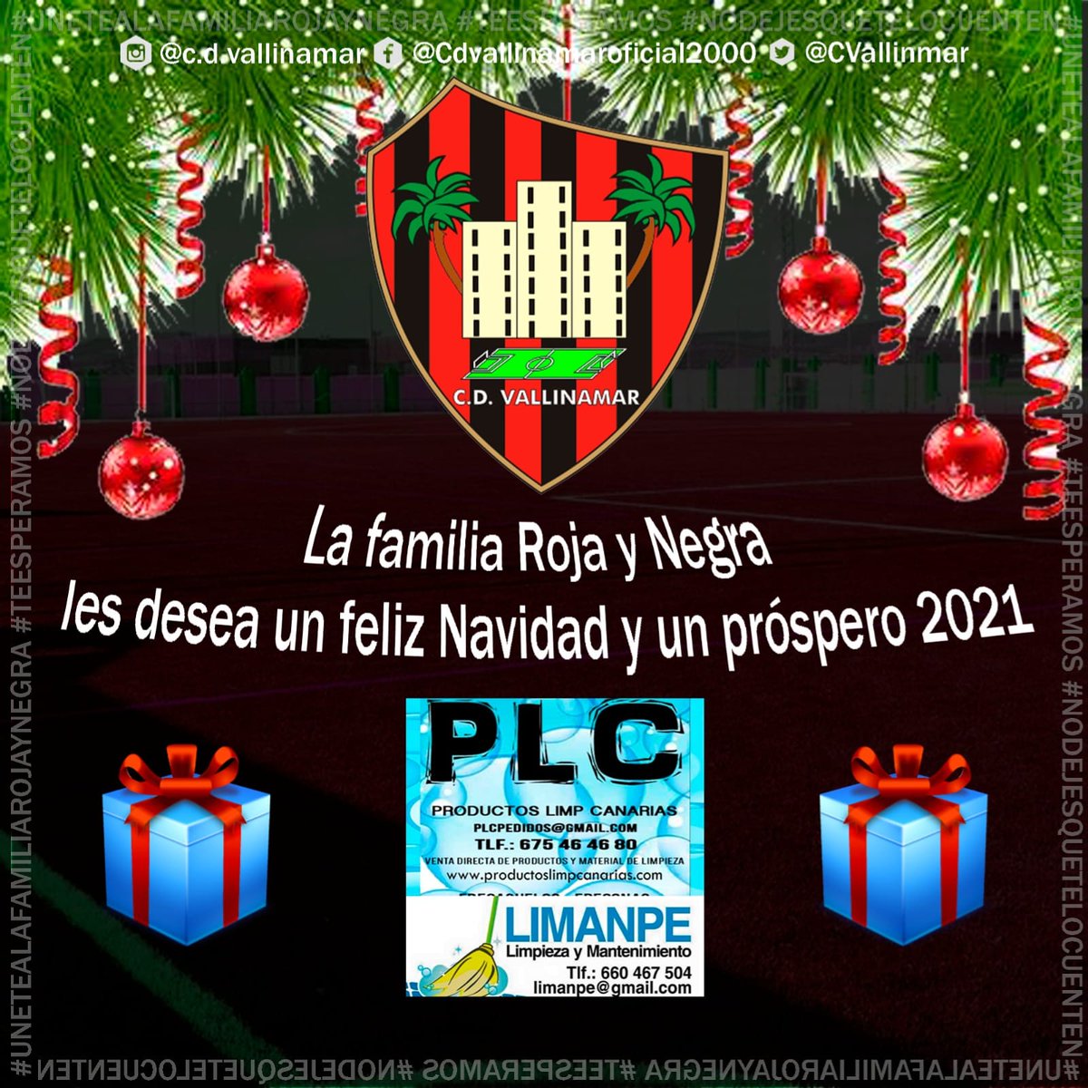 CVallinmar's tweet photo. Desde el club os deseamos una Feliz Navidad y felices fiestas. Este año por desgracia serán diferentes, pero con la ayuda de todos podremos volver a la normalidad lo antes posible. ¡FELIZ NAVIDAD AFICIÓN!🎄🎉

#familiarojaynegra👌🔝 #VamosValli #feliznavidad https://t.co/72yAUasoKT