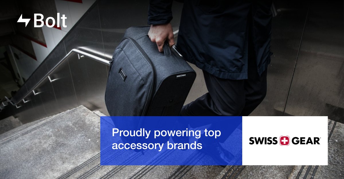 bolt's tweet photo. Bolt proudly powers top accessory brands like @SWISSGEAR! #BoltCheckout
View other top accessory brands in the Bolt network here: https://t.co/cvJ7obSiWf https://t.co/ZIJEI6NSw9