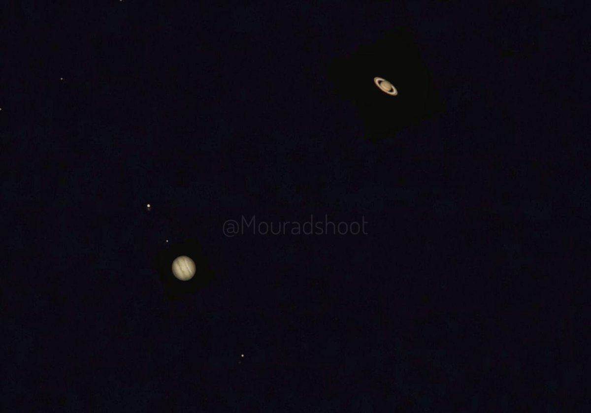 Notre membre <a href="/Mourad_Faraj/">Mourad FARAJ</a> de Fes_Maroc  a fait vivre sa soirée du 21 décembre sur la conjonction entre Jupiter et Saturne aux membres de <a href="/LesMathsEnScene/">LES MATHS En SCENE #LMES</a> 
Voici deux magnifiques photos. #astronomie