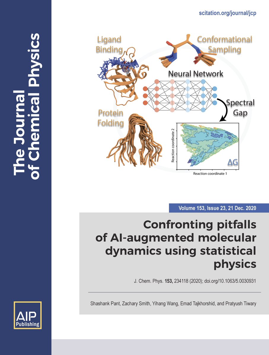spant_18's tweet photo. Excited to share our work on enhancing MD with #AI, with limited data, made it to JCP cover and also the featured article. We used MaxCal framework to sieve-out spurious #AI solutions. @tiwarylab @emadtaj @tcbguiuc @UofIResearch @AIP_Publishing #PhD https://t.co/pzeDkfuHWt https://t.co/WxytSoUqJg