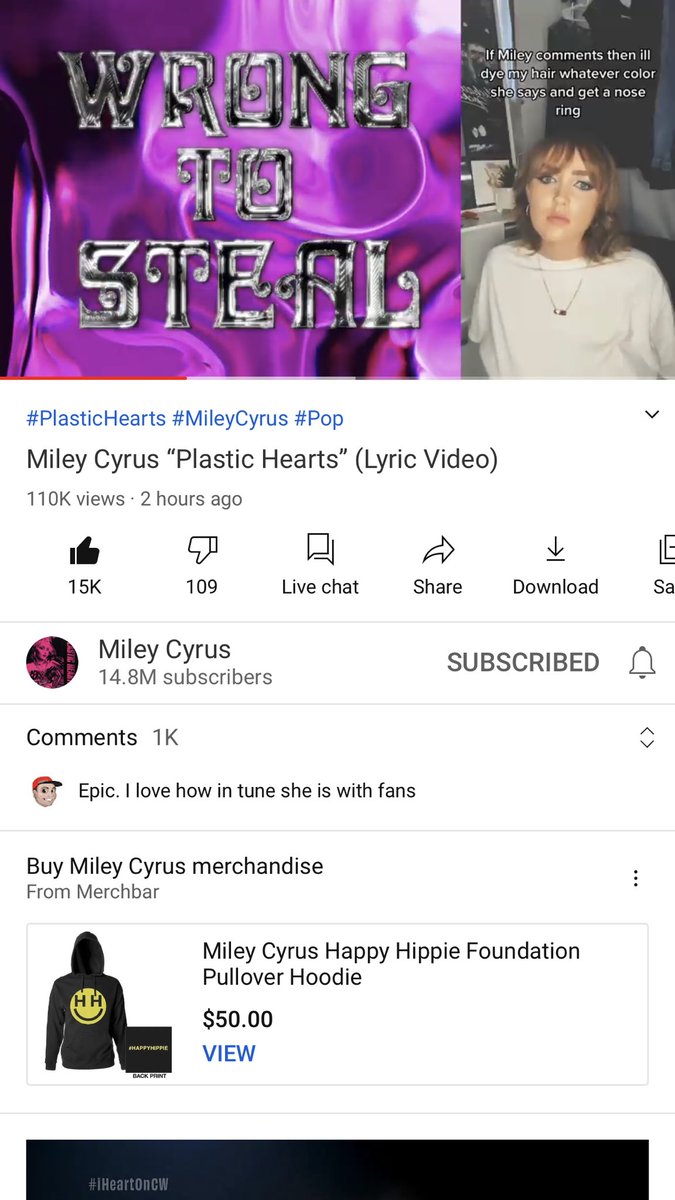 s_rose_e's tweet photo. THANK YOU MILEY FOR MY 5 SECOND OF FAME!! 😭😭🥰 #PlasticHearts #MileyCyrus 
ILYSM 💓
https://t.co/JUk0HL9a1N https://t.co/uV1eqMKBDP