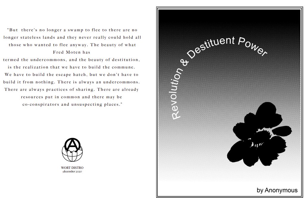 ResonanceAudioD's tweet photo. Our friends with Wort Distro transcribed the Revolution and Destituent Power audio into a zine. Check out the zine and audio here: https://t.co/0vZF6xb1YB https://t.co/5fXzKGeWiN