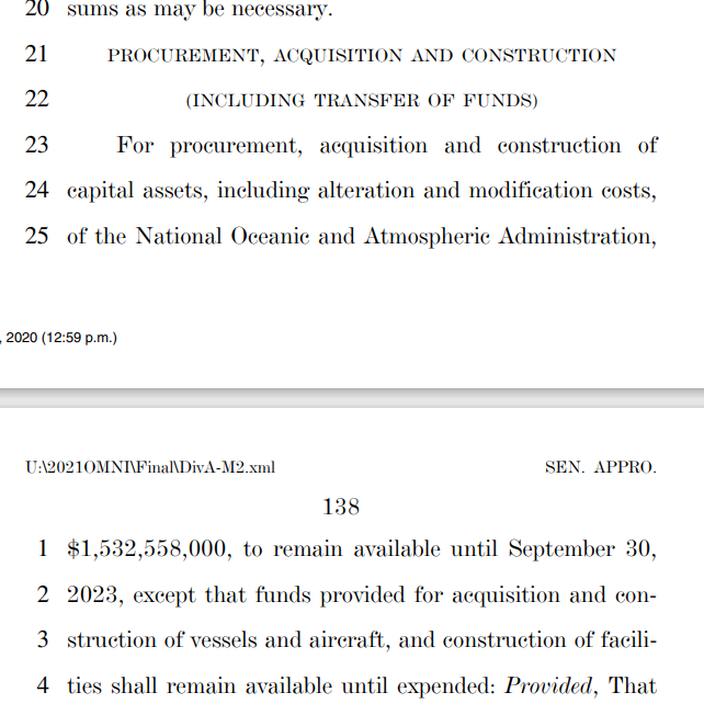 NOAA needs $1.5 billion for new toys over the next 3 years. Must be nice.