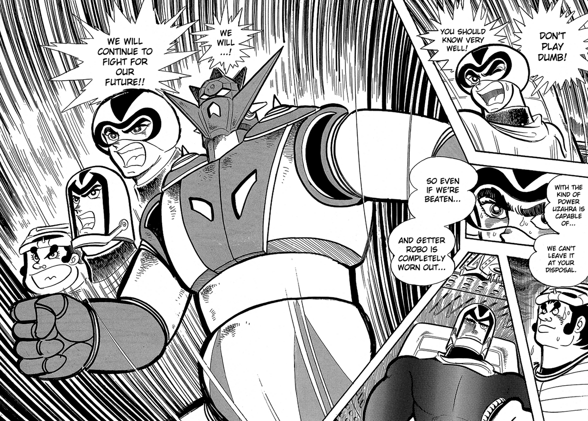 I'll be honest: G's more or less the "remainder" of classic Getter's story and can feel rushed, but that's not to say it isn't good! Hayato in particular gets a nice arc to him and Brai's plans for humanity get quite horrific as we see the universe may be bigger than it seems.