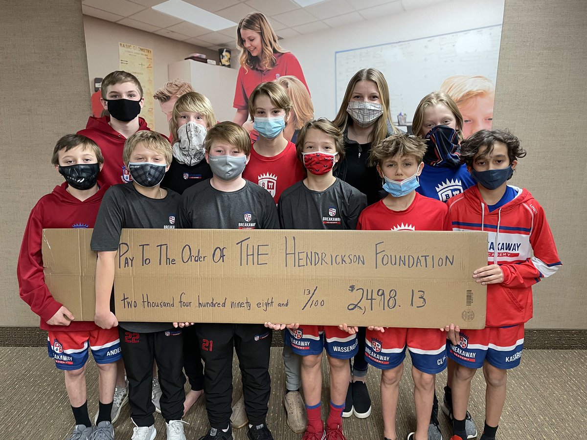 Fun day at <a href="/BrkwyAcademy/">Breakaway Academy</a> today! The entire school raised $2,498.13 in a coin war 💰💰💰. The money raised will be donated to the <a href="/HendyFoundation/">Hendrickson Foundation</a>. Congrats to the 7th grade Red Team for winning our coin war and for giving back to the community. 

Way to go BA!!!