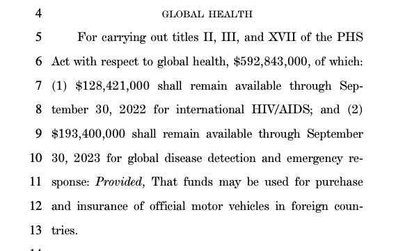 The Covid relief bill includes $193 million for federal HIV/AIDS workers stationed abroad to buy new cars
