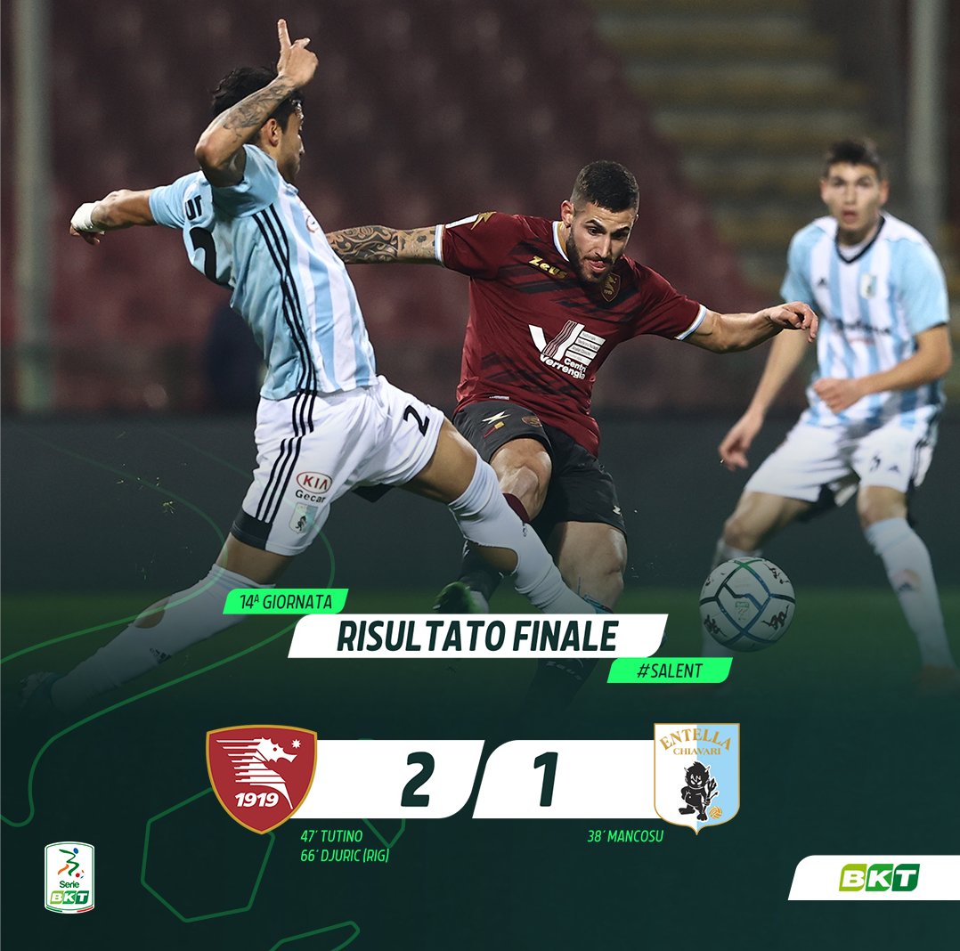 Lega_B's tweet photo. 🔚⚽️Finisce una bella partita tra @OfficialUSS1919 e @V_Entella. Padroni che subiscono gli ospiti per i primi 45’ ma che nel 2o tempo tornano a mostrare le qualità che li hanno contraddistinti fino ad ora.
Chi è stato il migliore di #SALENT? https://t.co/vjuFX8rtR3