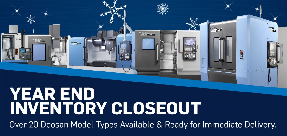 2020 is almost over! Don't miss our Year End Inventory Closeout on over 20 @doosanmta machines, priced to sell and ready to deliver. Get these machines on your shop floor ready to #MAKEMORE in 2021. Don't forget your #Section179 tax benefits! - https://t.co/nLyRTZWtH7 #cnc #mfg https://t.co/y90KoVPaPi