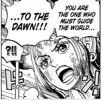 Yamato says that Momo will be the one to guide the world to dawn, something similar that Kin'emon said in a recent chapter when talking about Luffy who is a confirmed member of the D clan. Yamato brings up the D in Luffy's name again showing his understanding of its meaning.