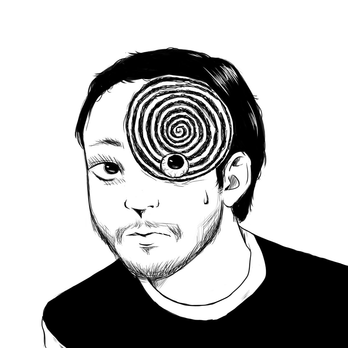 HelenaFGF's tweet photo. Client's request for himself as a Junji Ito's Uzumaki character @.@ 

#junjiIto #mangaart #horror #drawing https://t.co/FGRXWn7we4