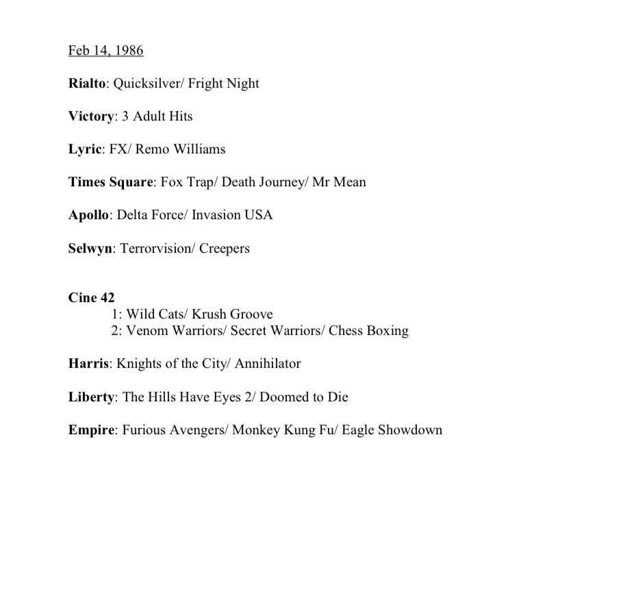 Tonight’s  #Deucember feature was playing on 42nd Street on Valentines Day weekend in 1986...