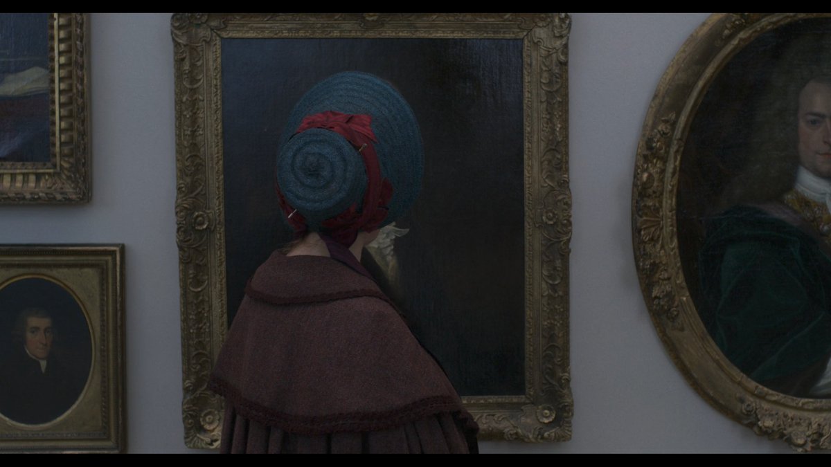 The swirled pattern on the paleontologist's hat in  #Ammonite resembles a sea shell.At the British Museum, she walks through a hall of portraits of men. The swirl is prominent. In the institution's eyes, she will always be akin to a fossil—never an intellectual subject.