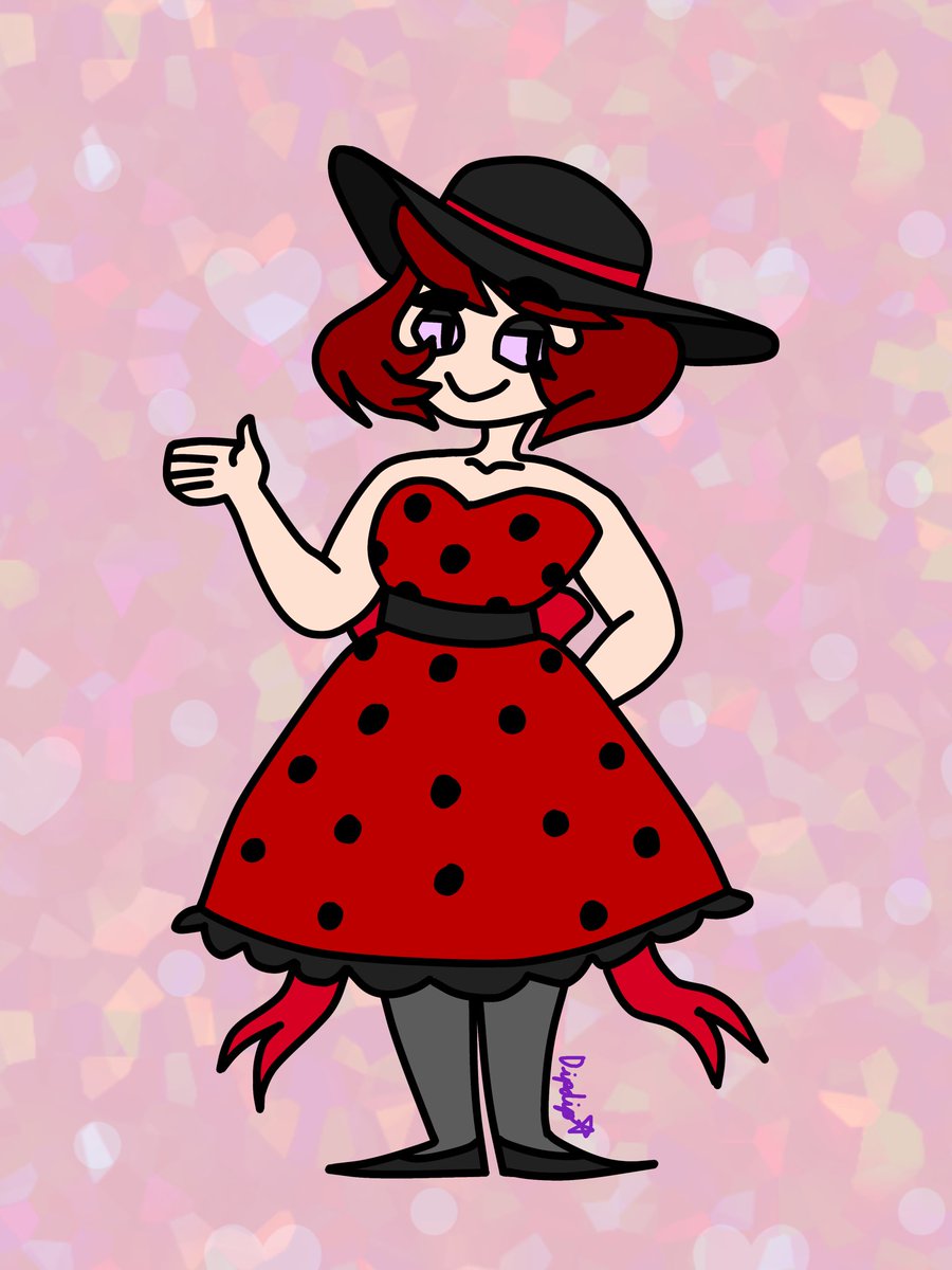 Memento_Eef's tweet photo. Ok well uuuuuh I redrew an old OC of mine again

She’s a chubby lil’ ladybug demon

She hosts a game show in which people get horribly injured uwu https://t.co/RR4jDEzqB7