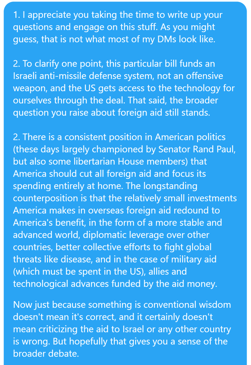 By the way, I'm always happy to engage with good faith questions and critiques about anything I report on. My DMs are open. Like anyone else, I don't respond well to invective, but I appreciate all those who approach with genuine interest, whether they agree with me or not.
