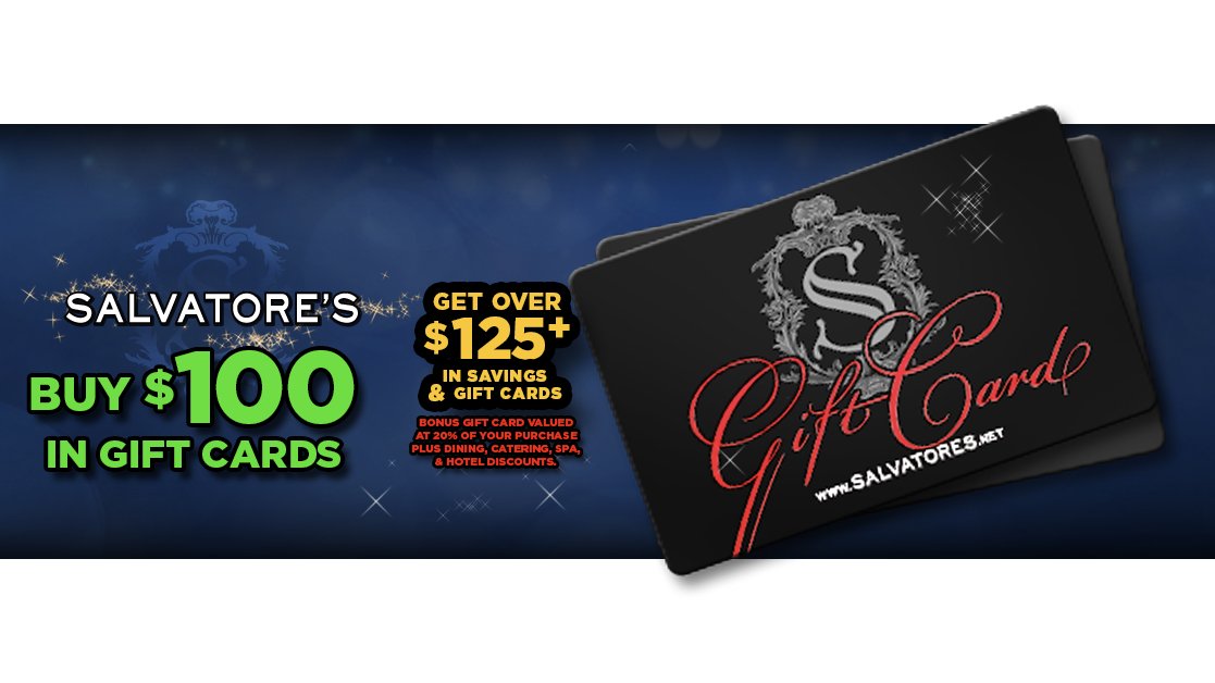 Salvatoresbuff's tweet photo. Last chance for holiday gift cards. Purchase at The Delavan Hotel, Garden Place Hotel, and Italian | Prime reception desks. 

#giftcards #shoplocal716challenge #shoplocal716 #shoplocal #shopusa #staycation716 #staycation #buffalony #salvatores #wnyfoodie #foodadventures https://t.co/TdLtl9lVvH