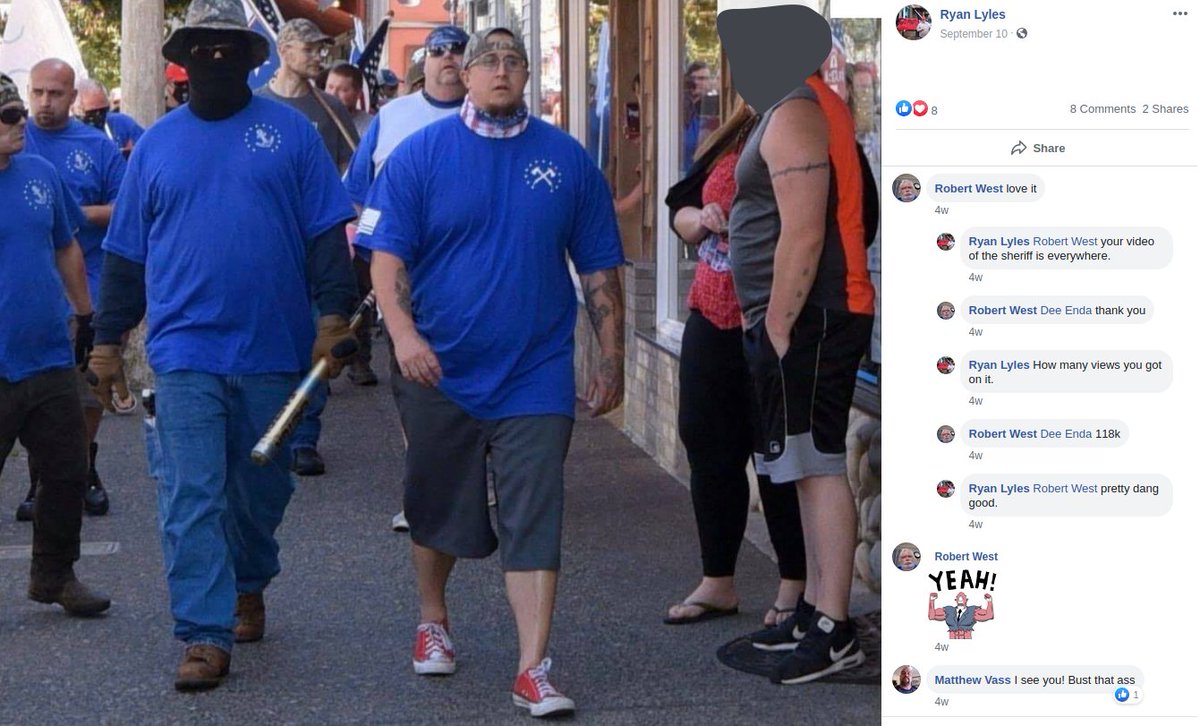41 year old Astoria, OR resident Ryan Ernie Lyles is a member of the violent Proud Boys splinter group called "Sons Of Liberty" ( https://twitter.com/search?q=from%3Arosecityantifa%20sons%20of%20liberty&src=typed_query). Bob West, Chris Ponte, & Bryce Duff are also members.  https://twitter.com/jason_a_w/status/1341157123040788480