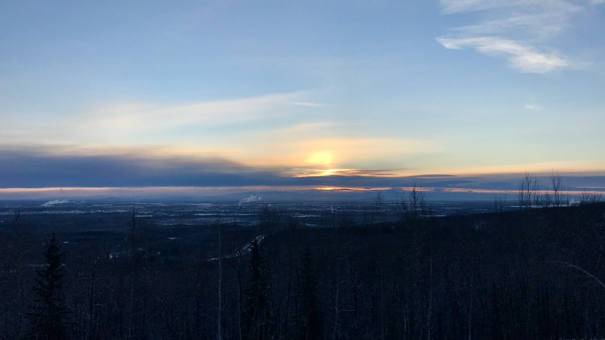 I sprinted up a hill behind our cabin in Fairbanks today to capture this photo of the light at solar noon, 12:48pm Alaska Time. The sun, behind a layer of cloud, was only 2° above the horizon. Wishing you all a very happy solstice, wherever you may be on this beautiful planet!