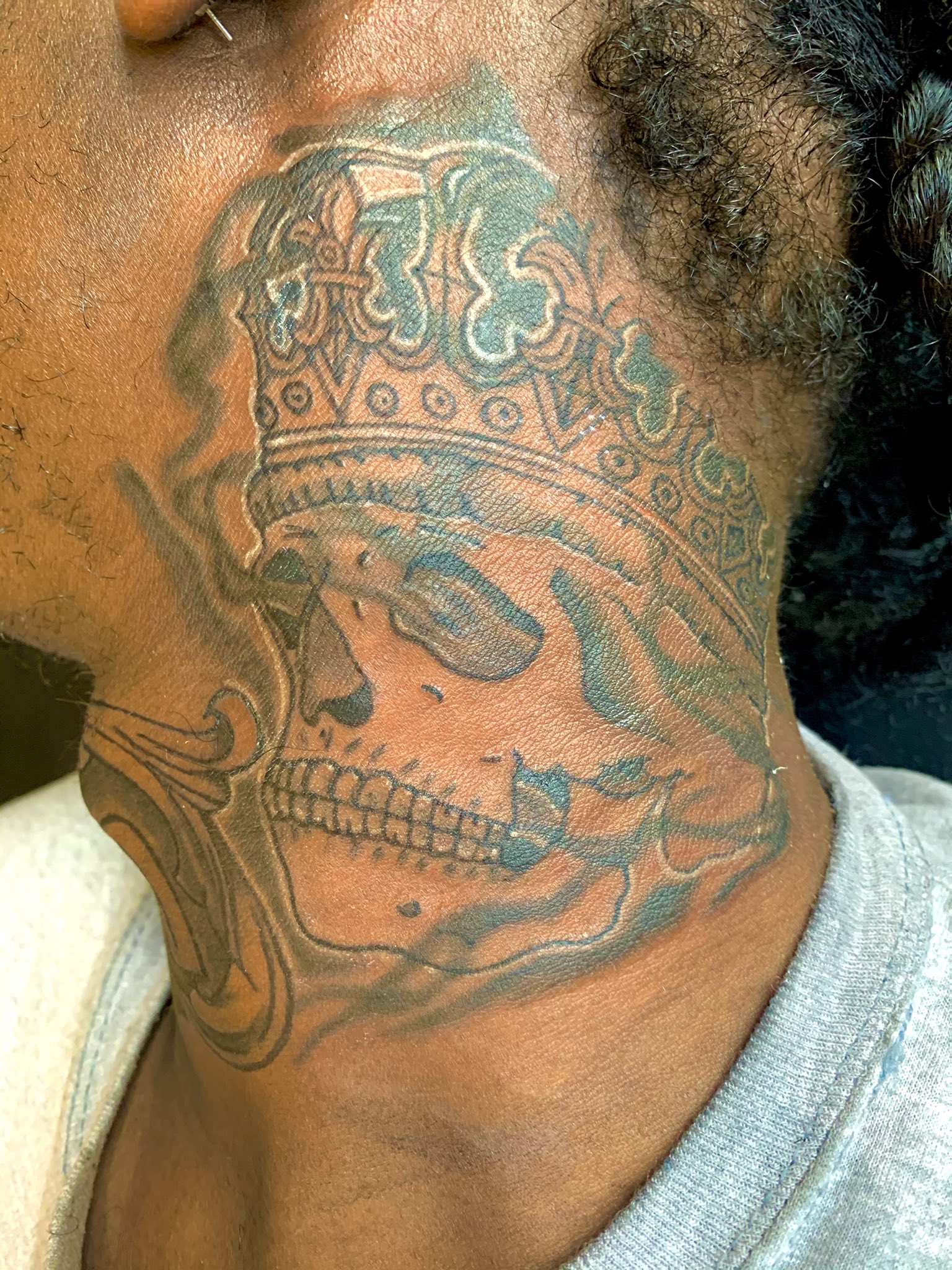 Money Tattoo On Side Neck