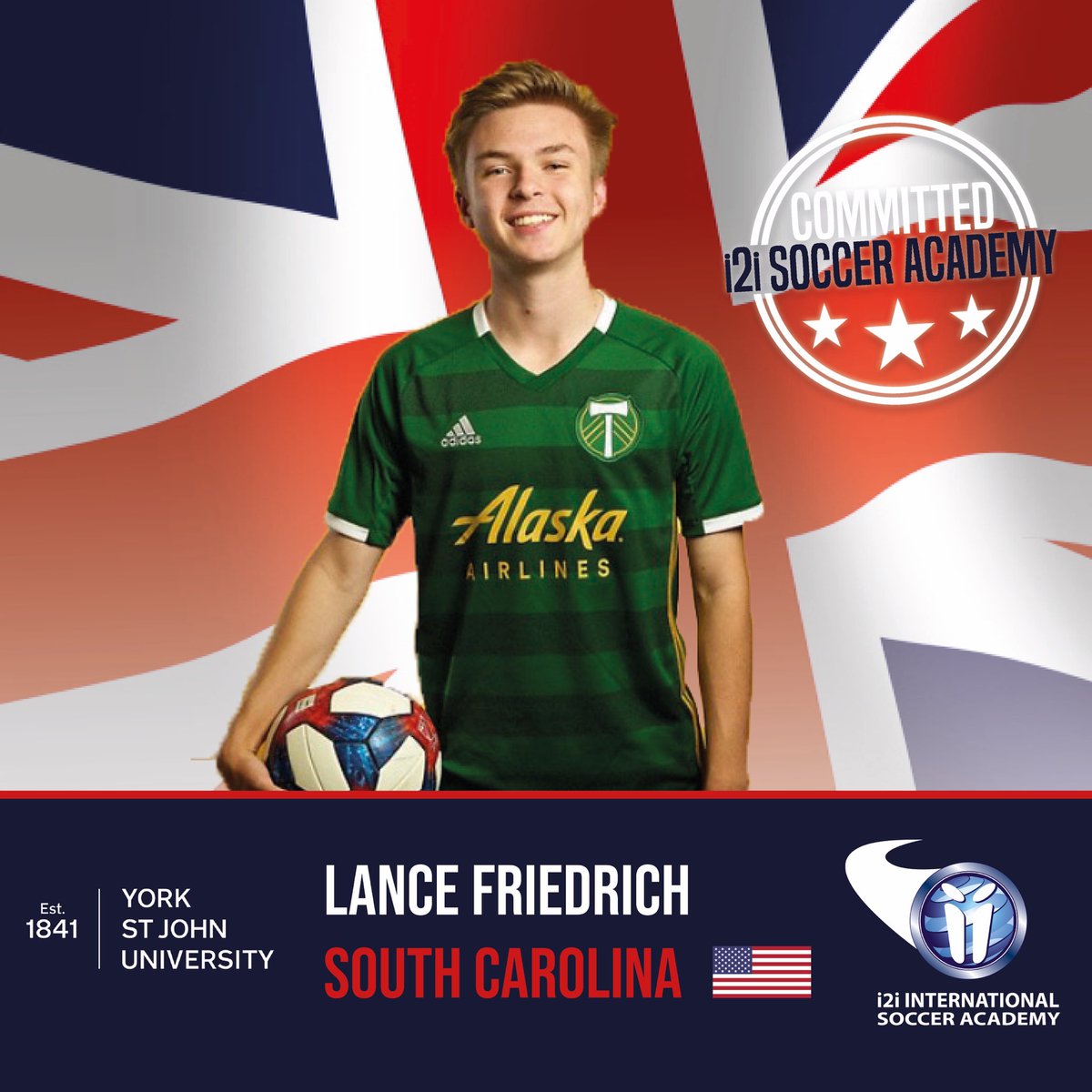 🚨 COMMITTED ✍️ 🚨

Congratulations to Lance Friedrich from Mt. Pleasant, South Carolina 🇺🇸 on his commitment to the i2i International Soccer Academy in partnership with <a href="/YorkStJohn/">York St John University</a>.

Club: @usamtpleasant 
School: <a href="/wandohigh/">Wando High School</a> 

Welcome to the family, Lance! 🤝

#OneBigFamily